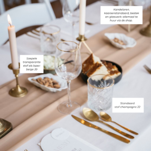 stof voor tafellopers beige, geschikt voor bruiloften en 21 diners