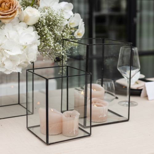 windlicht zwart decoratie bruiloft