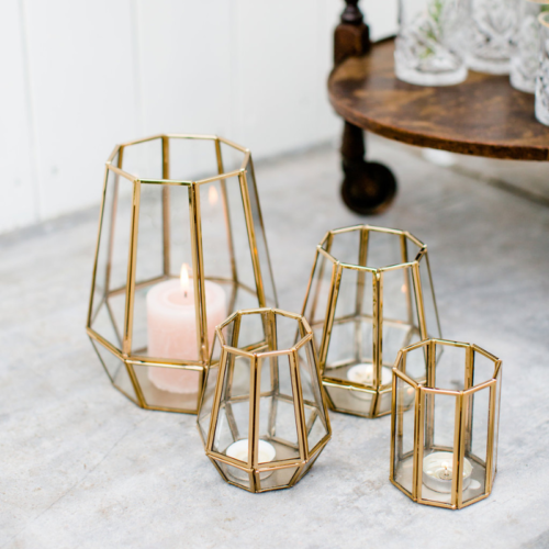 windlichten goud hexagon geschikt voor decoratie bruiloft