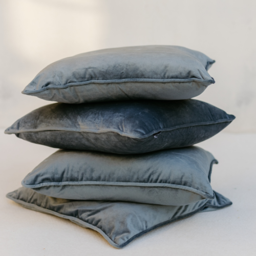 set van 20 blauwe fluwelen kussens decoratie bruiloft