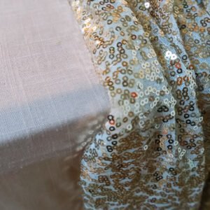 stof goud glitter gouden glitterstof decoreren bruiloft