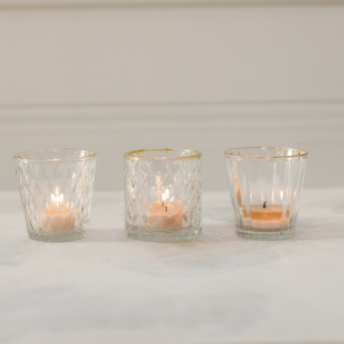waxinelichtjes met goud randje geschikt voor bruiloft decoratie