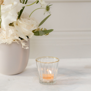 sfeerlichtje glas met gouden rand geschikt voor bruiloft decoratie