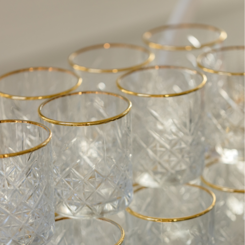 water / whiskeyglazen met gouden rand 21-diner decoratie