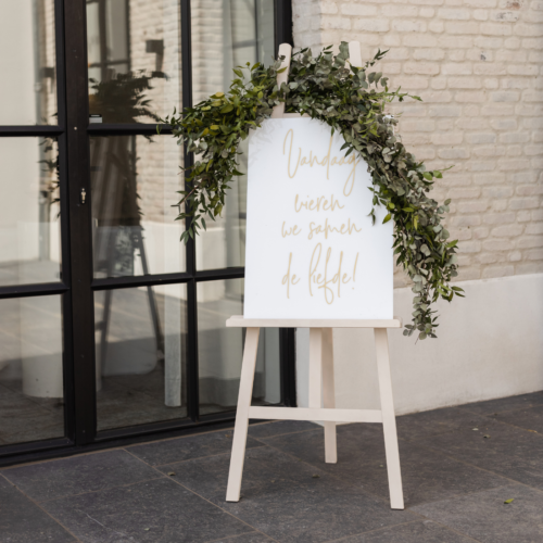 schildersezel hout decoratie bruiloft