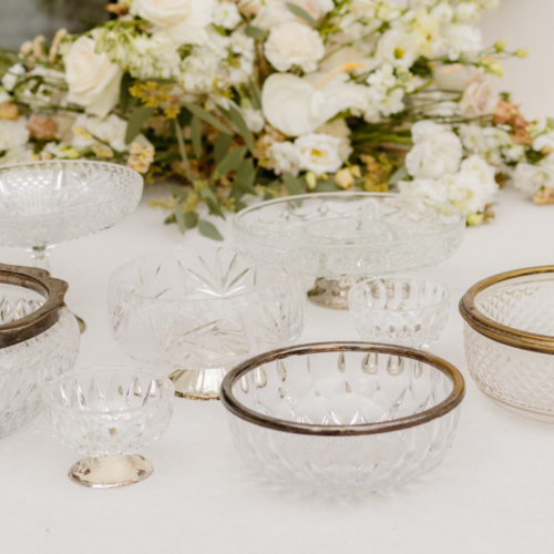 vintage glazen schalen bruiloft decoratie
