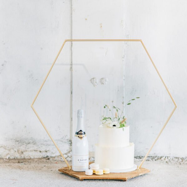 plateau hexagon backdrop bruidstaart 6 hoek bruidstaart cakestandaard goud geschikt voor bruiloft decoratie
