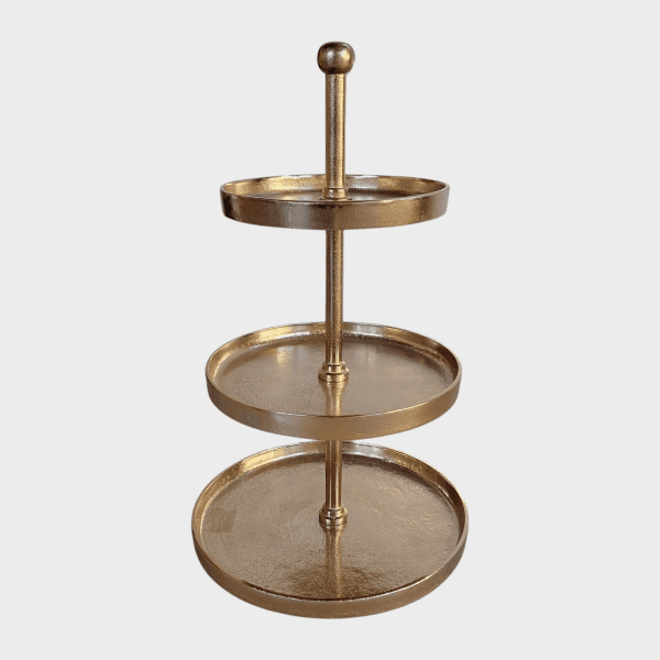 etagere goud ronde etagere met drie lagen goud, geschikt voor bruiloft decoratie en high tea