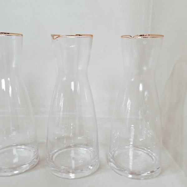 karaf met gouden rand ribbel waterkaraf waterkan karaf helder glas ribbel met gouden rand
