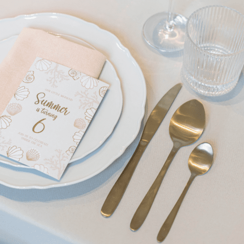 goud bestek huren met champagnekleurige glans