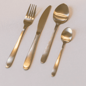 champagne goud bestek set met vork mes en lepel