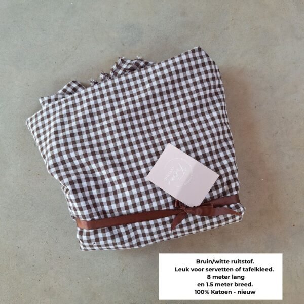 bruin geruite stof voor tafelkleed - outlet 8 meter bruin geruite stof voor tafelkleed - outlet 8 meter